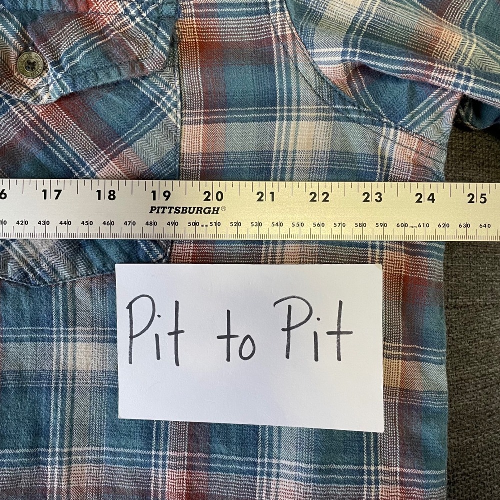 Outdoor Life Plaid Short Sleeve Button Up Shirt Cotton Men's‎ Large Blue Red - Picture 3 of 6